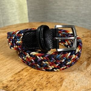 Anderson's Melange Stretch Woven Leather Trim Rainbow Belt Mens 34
